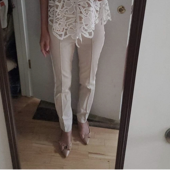 Akris tan and white stripe dress pant sz 2 - Picture 2 of 10